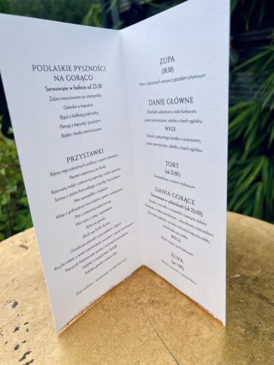 Złocone klasyczne menu weselne - obrazek 3