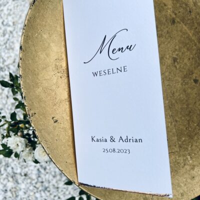 Złocone klasyczne menu weselne