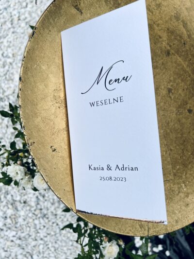 Złocone klasyczne menu weselne