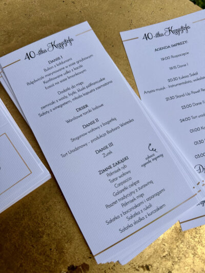 Jednokartkowe dwustronne menu gold - obrazek 2