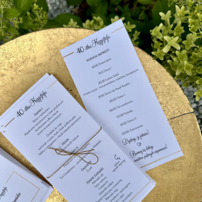 Jednokartkowe dwustronne menu gold