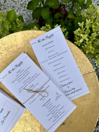 Jednokartkowe dwustronne menu gold